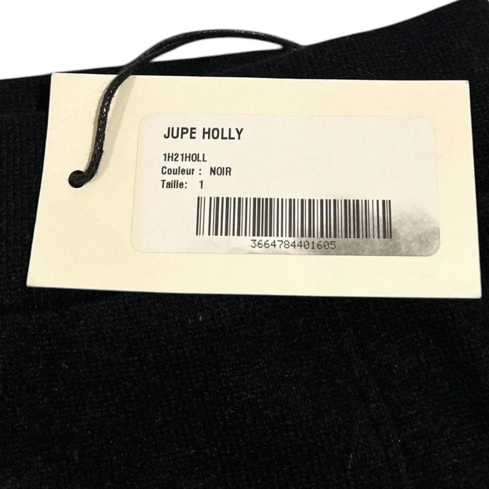 NWT Ba&Sh Jupe Holly Knit Midi Skirt Black A-Line‎ Elastic Waist 1